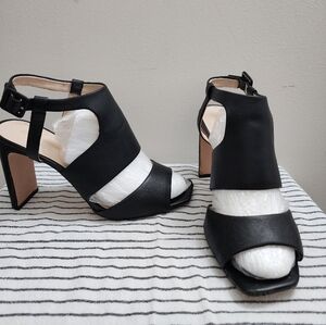 Enzo Angiolini Chic Black Open-Toe Heels